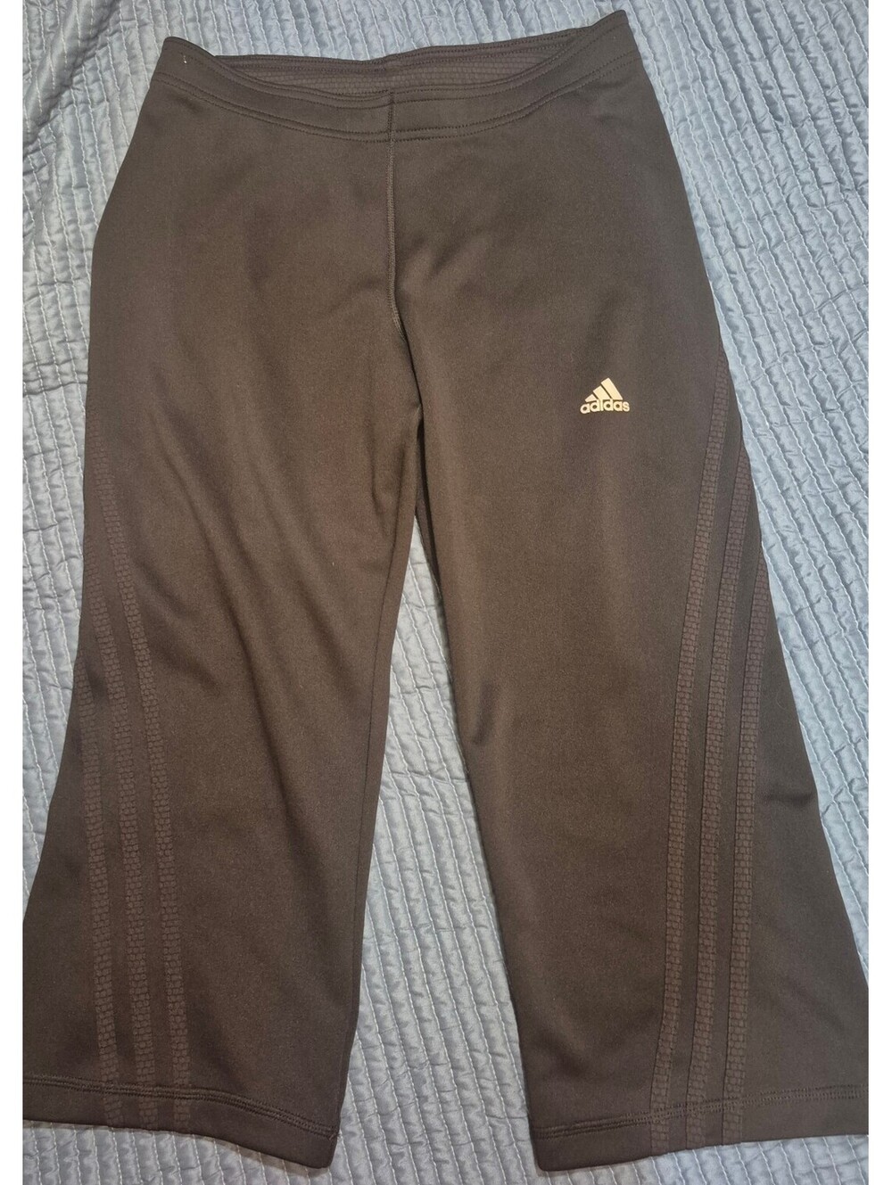 Adidas Women's Black 3-Stripe Cropped Track Pants Wide Leg M